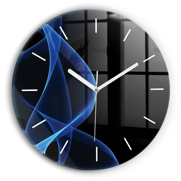 Horloge ronde en verre Lignes bleues