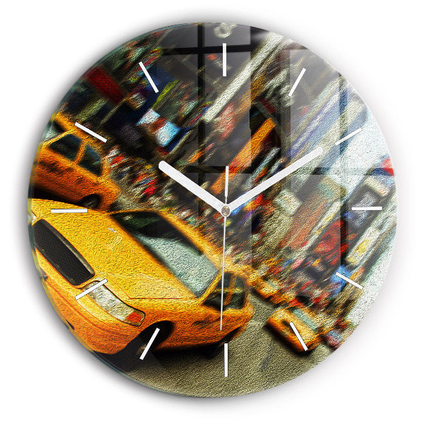 Horloge ronde en verre Taxis de la ville de New York