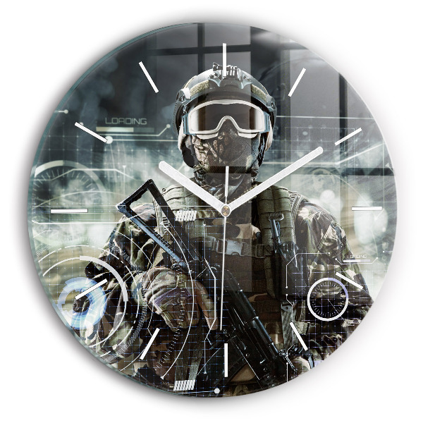 Horloge ronde murale Soldat avec un fusil