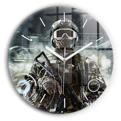 Horloge ronde murale Soldat avec un fusil