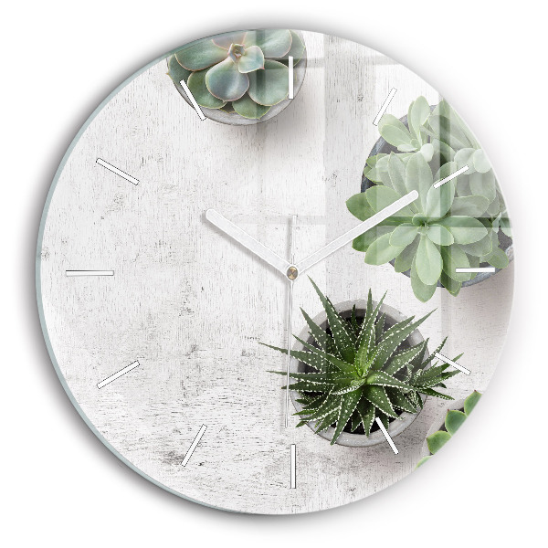 Horloge ronde murale Plantes décoratives