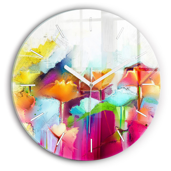 Horloge ronde Fleurs abstraites