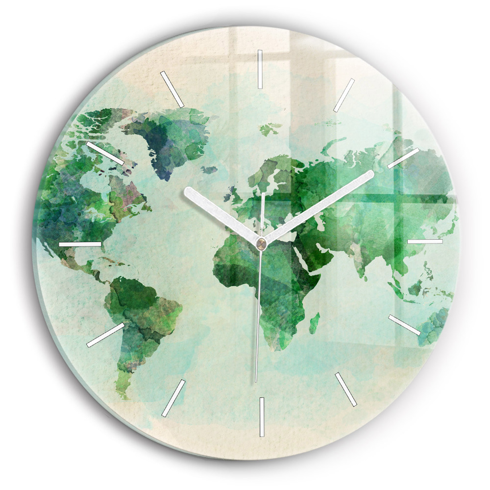 Horloge ronde murale Aquarelle carte du monde