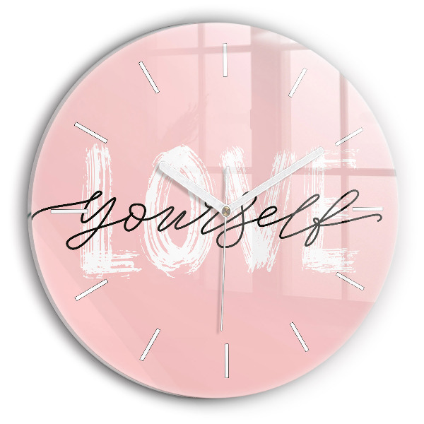 Horloge ronde murale Inscription "Love yourself