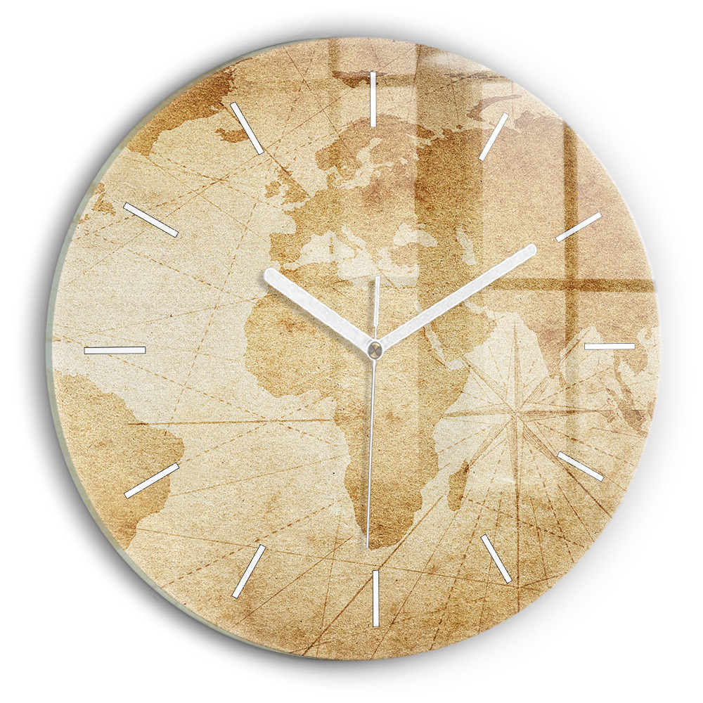 Horloge ronde murale Carte du monde ancienne