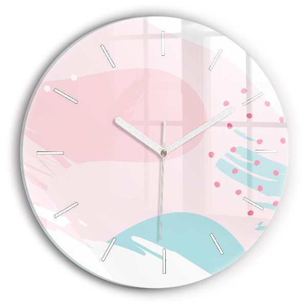 Horloge ronde en verre Abstraction pastel