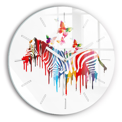 Horloge ronde Zèbre coloré