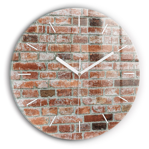 Horloge ronde en verre Mur de briques