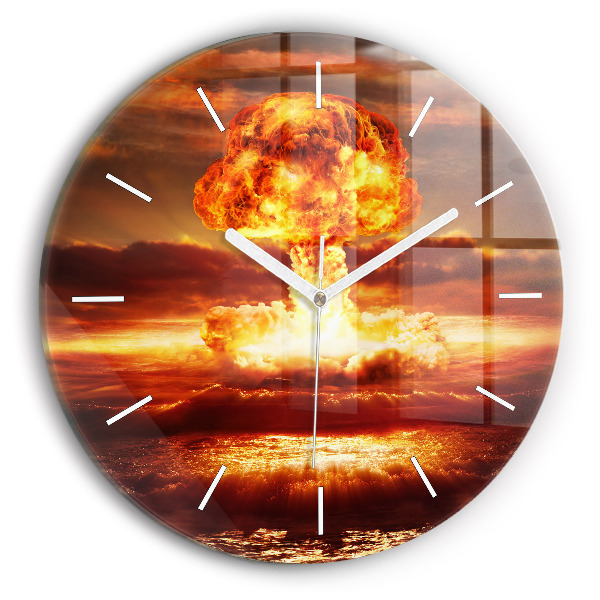 Horloge ronde en verre Explosion d'une bombe atomique