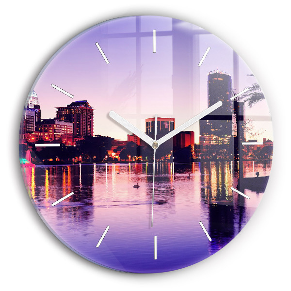 Horloge ronde en verre Ligne d'horizon de la ville d'Orlando