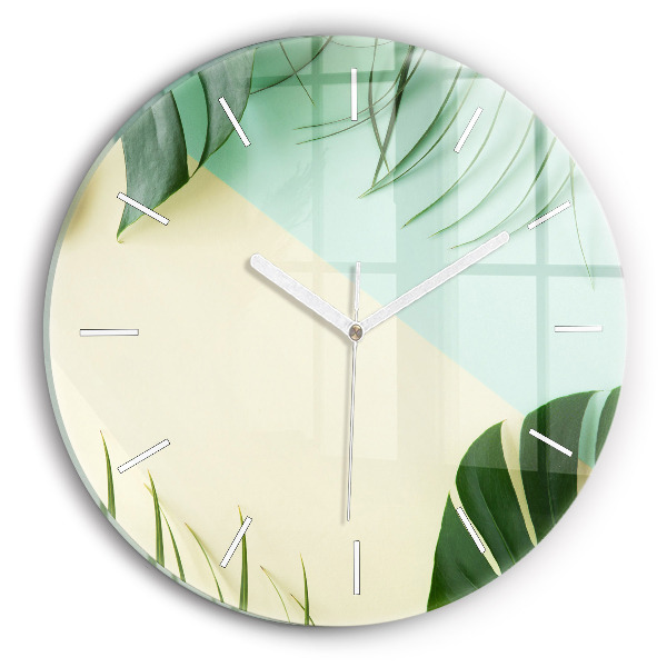 Horloge ronde Feuilles de monstera