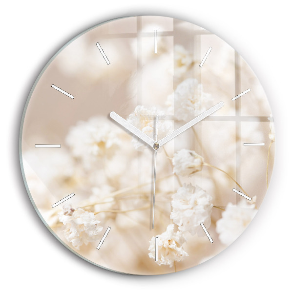 Horloge ronde Petites fleurs blanches