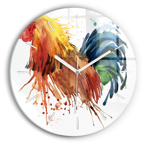 Horloge ronde murale Coq coloré