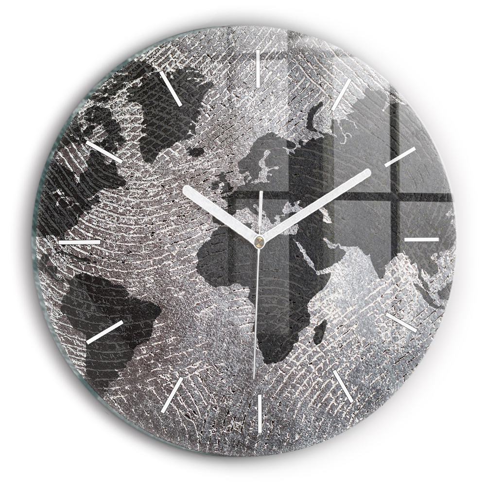 Horloge ronde murale Carte du monde en béton