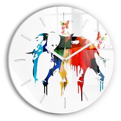 Horloge ronde Eléphant peint en couleur