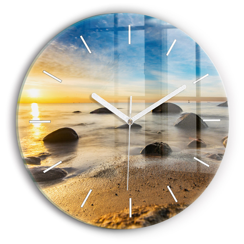 Horloge ronde murale Lever de soleil sur la mer Baltique