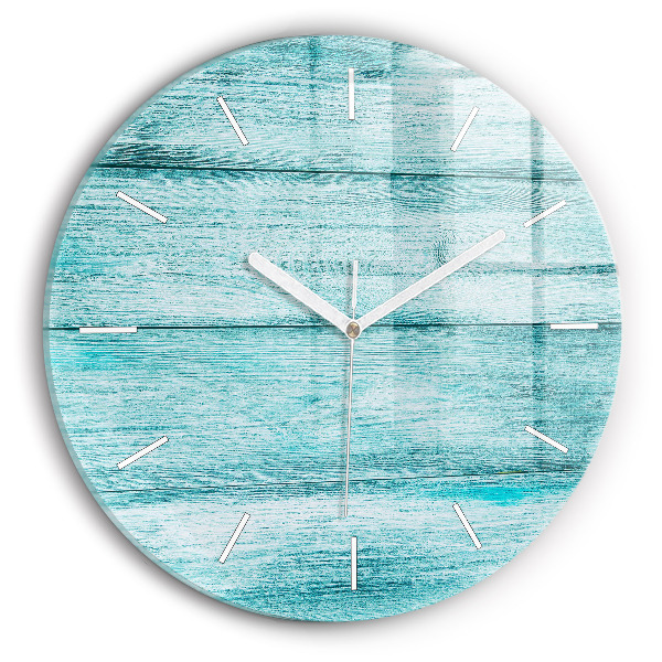 Horloge ronde en verre Vieux bois bleu