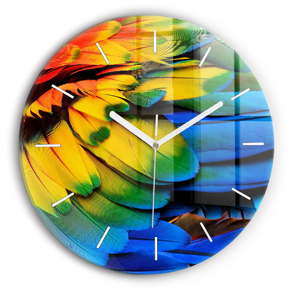 Horloge ronde en verre Ailes d'oiseaux colorées