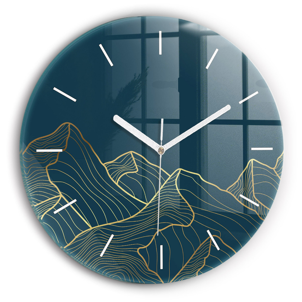 Horloge ronde en verre Croquis de montagnes