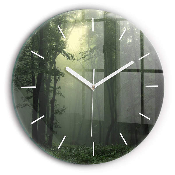 Horloge ronde Forêt brumeuse le matin