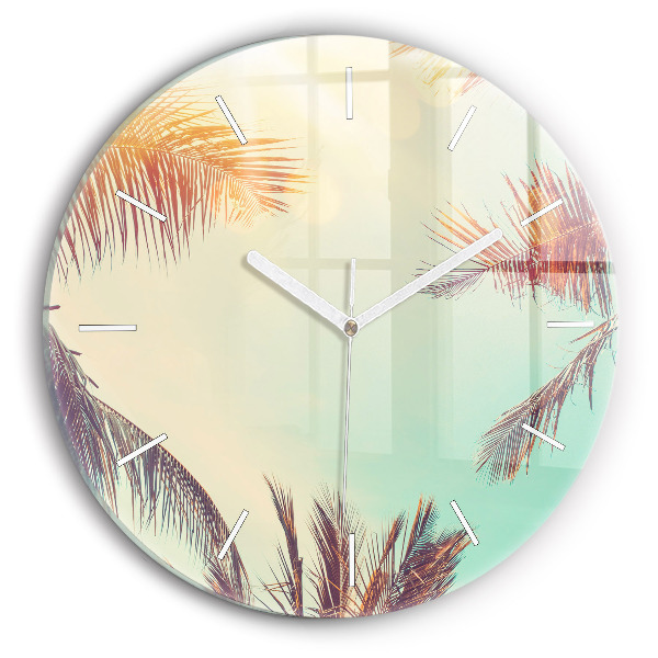 Horloge ronde murale Palmiers tropicaux