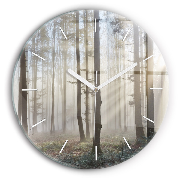 Horloge ronde Forêt dans la brume