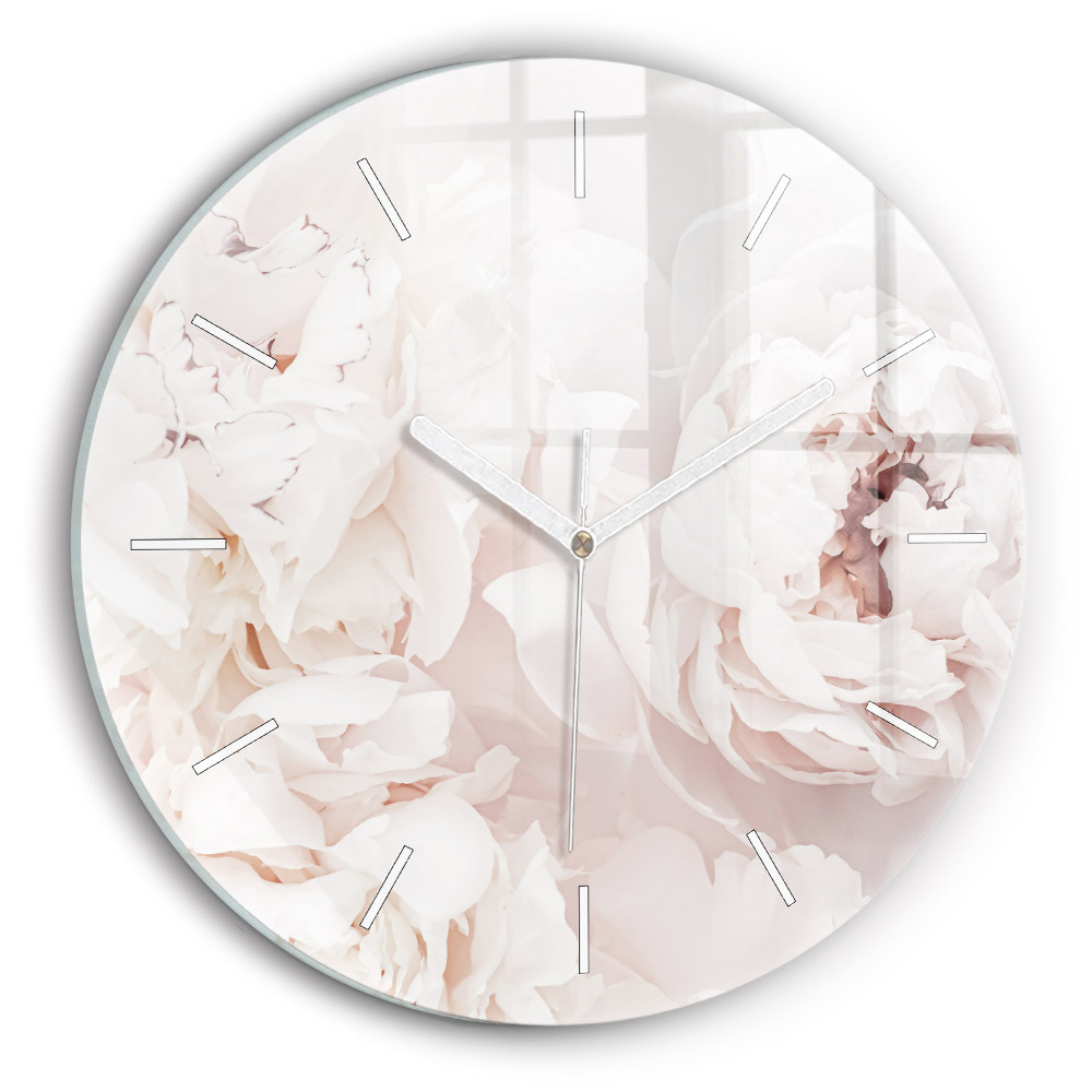 Pendule murale ronde Fleurs de pivoine