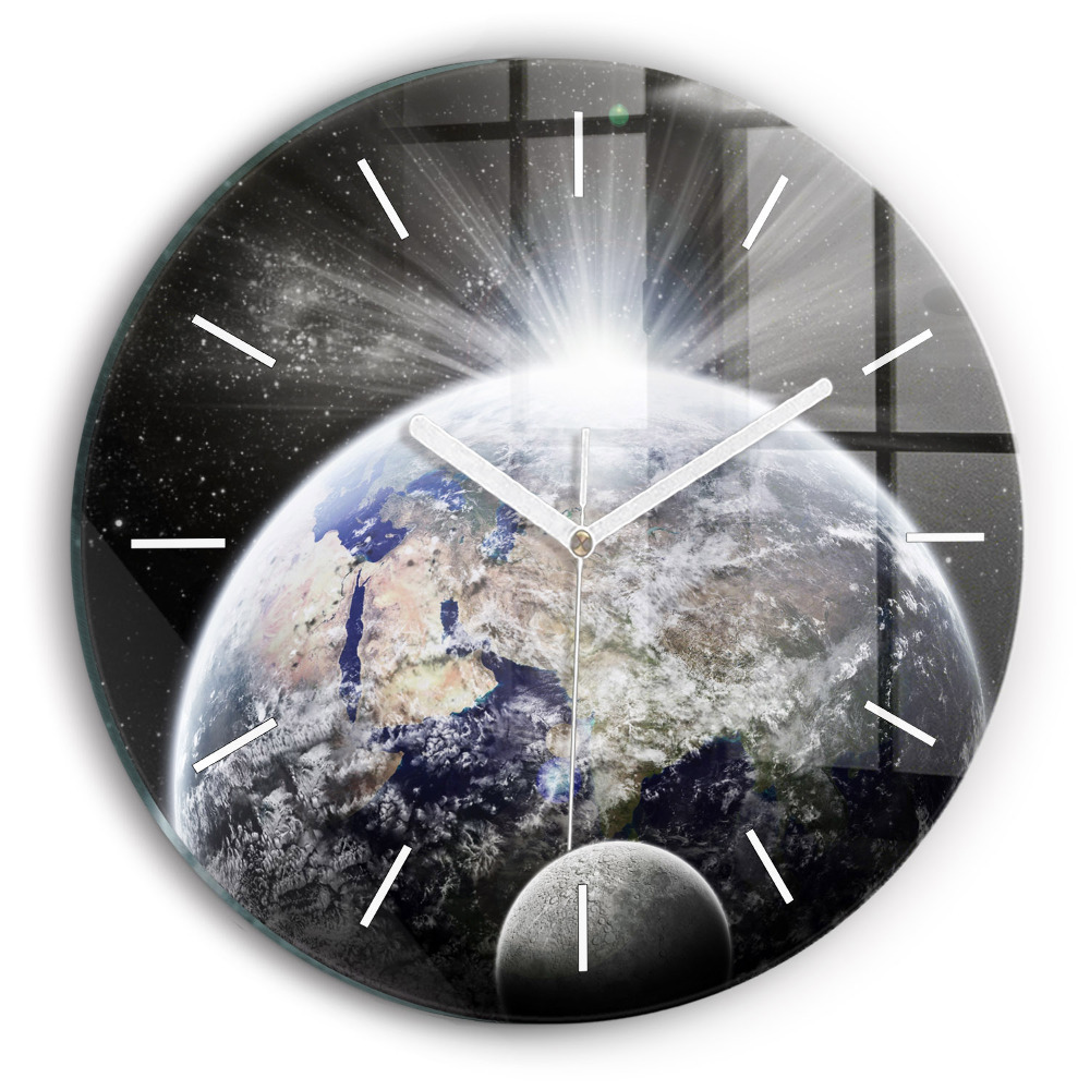 Horloge ronde murale Terre Lune Soleil