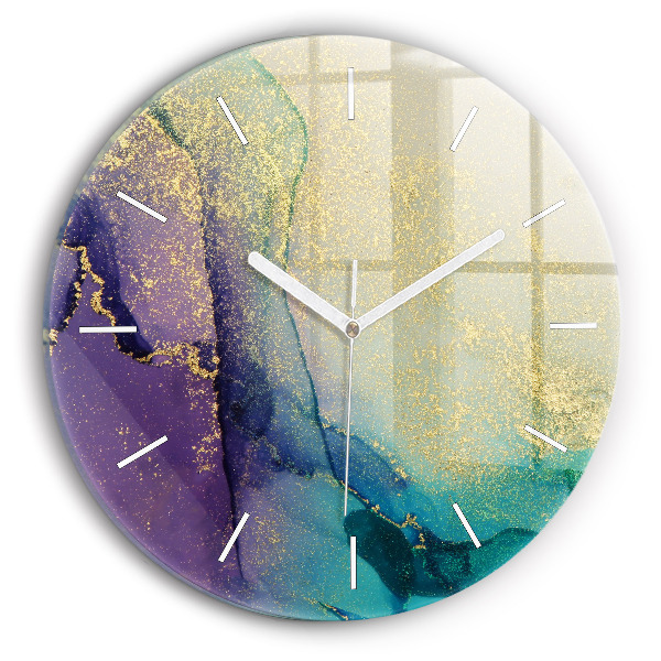 Horloge ronde en verre Abstraction de couleur