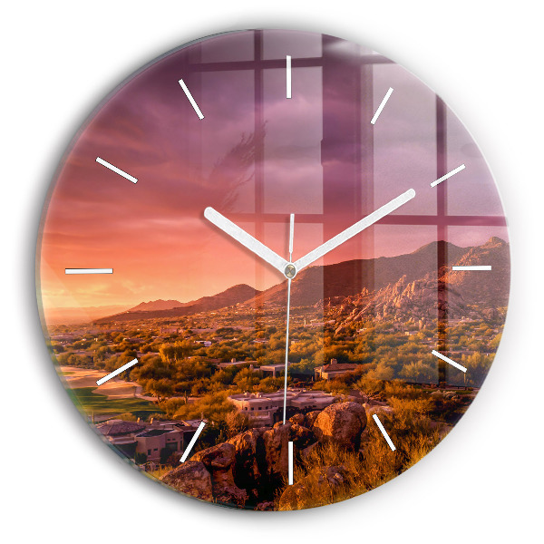 Horloge ronde murale Coucher de soleil à North Scottsdale