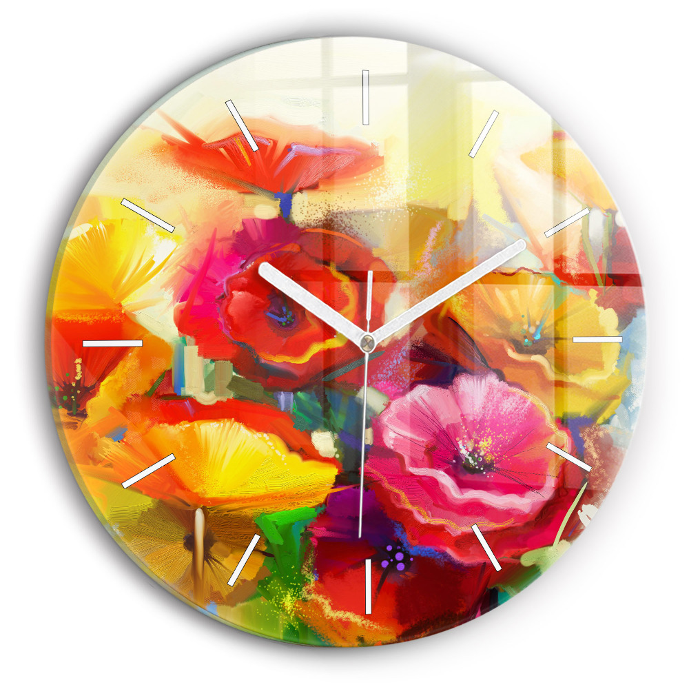 Horloge ronde murale Coquelicots colorés