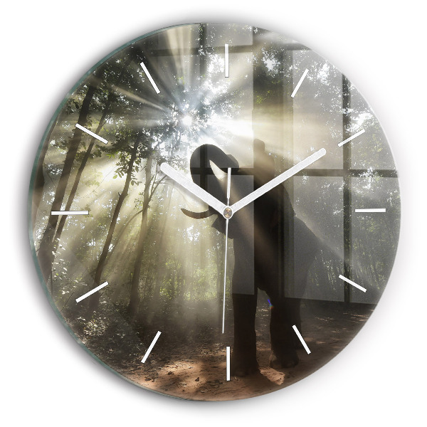 Horloge ronde Éléphant dans la jungle