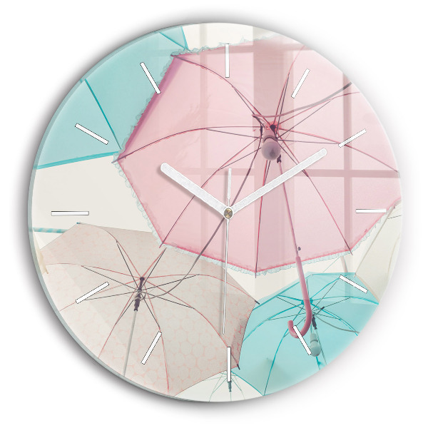 Pendule murale ronde Parapluies pastel