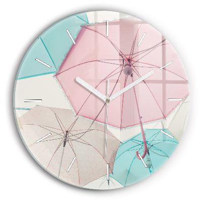Pendule murale ronde Parapluies pastel