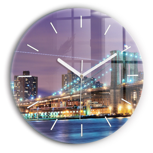 Horloge ronde Pont de Brooklyn et East River