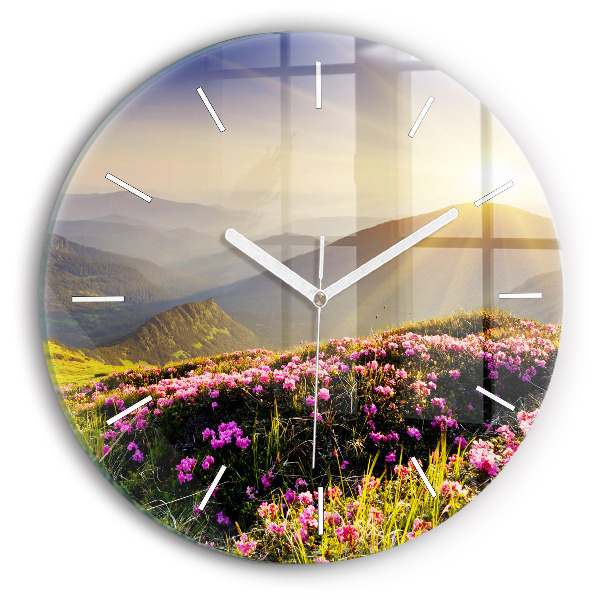 Horloge ronde en verre Paysage de montagne