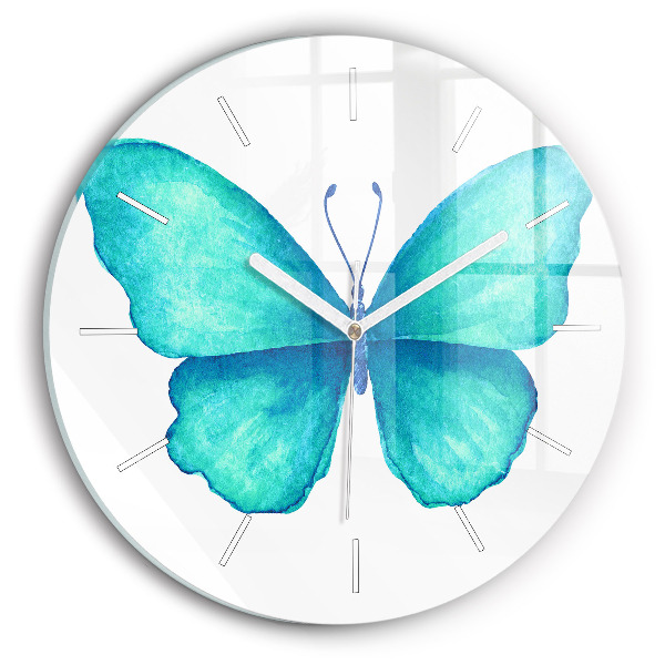 Horloge ronde Papillon d'été turquoise