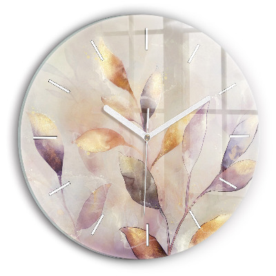 Horloge ronde Feuilles abstraites boho