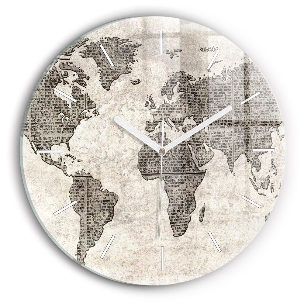 Horloge ronde en verre Journal de la carte du monde