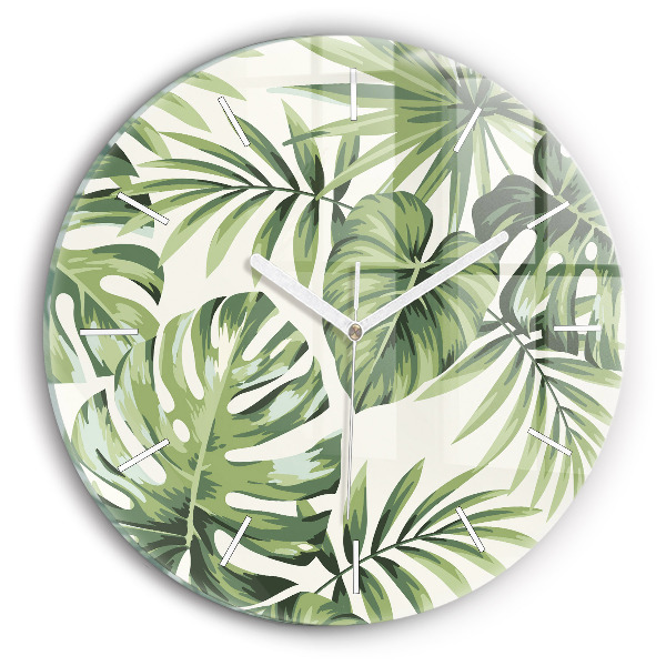 Horloge ronde en verre Motif tropical