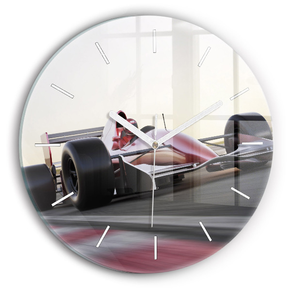 Horloge ronde en verre Voiture de course sportive