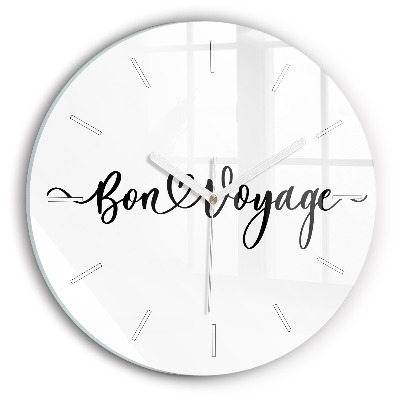 Horloge ronde murale Inscription Bon voyage
