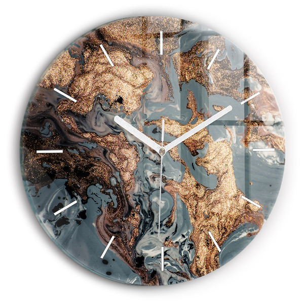 Horloge ronde Marbre or abstrait