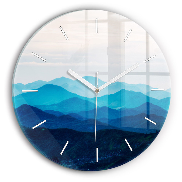 Horloge ronde Montagne en aquarelle