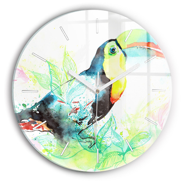 Horloge ronde Toucan dans l'herbe