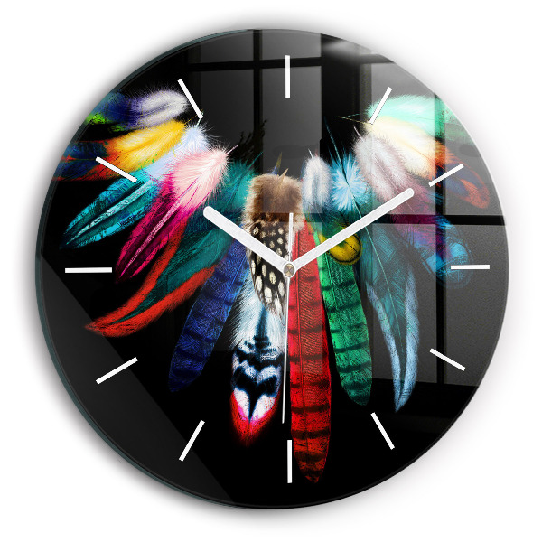 Pendule murale ronde Plumes colorées d'un oiseau