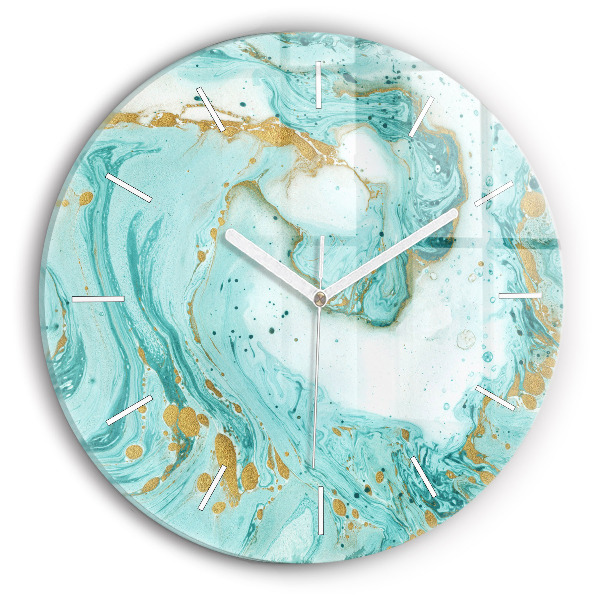 Horloge ronde en verre Texture de marbre