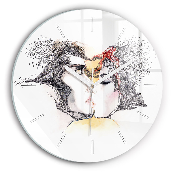 Horloge ronde Dessin d'un baiser d'amour