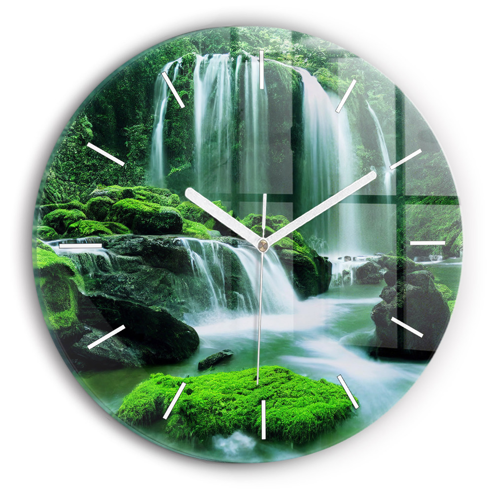 Horloge ronde murale Cascade dans la mousse