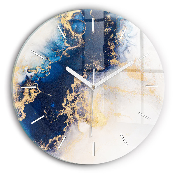 Horloge ronde en verre Motif de marbre